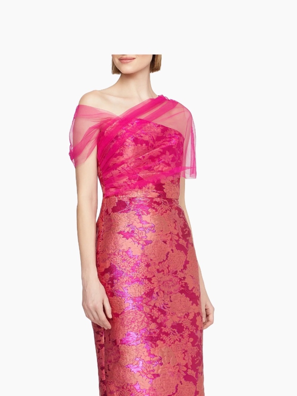 🔥 NWT Theia One Shoulder Pink Floral Dress sz 10